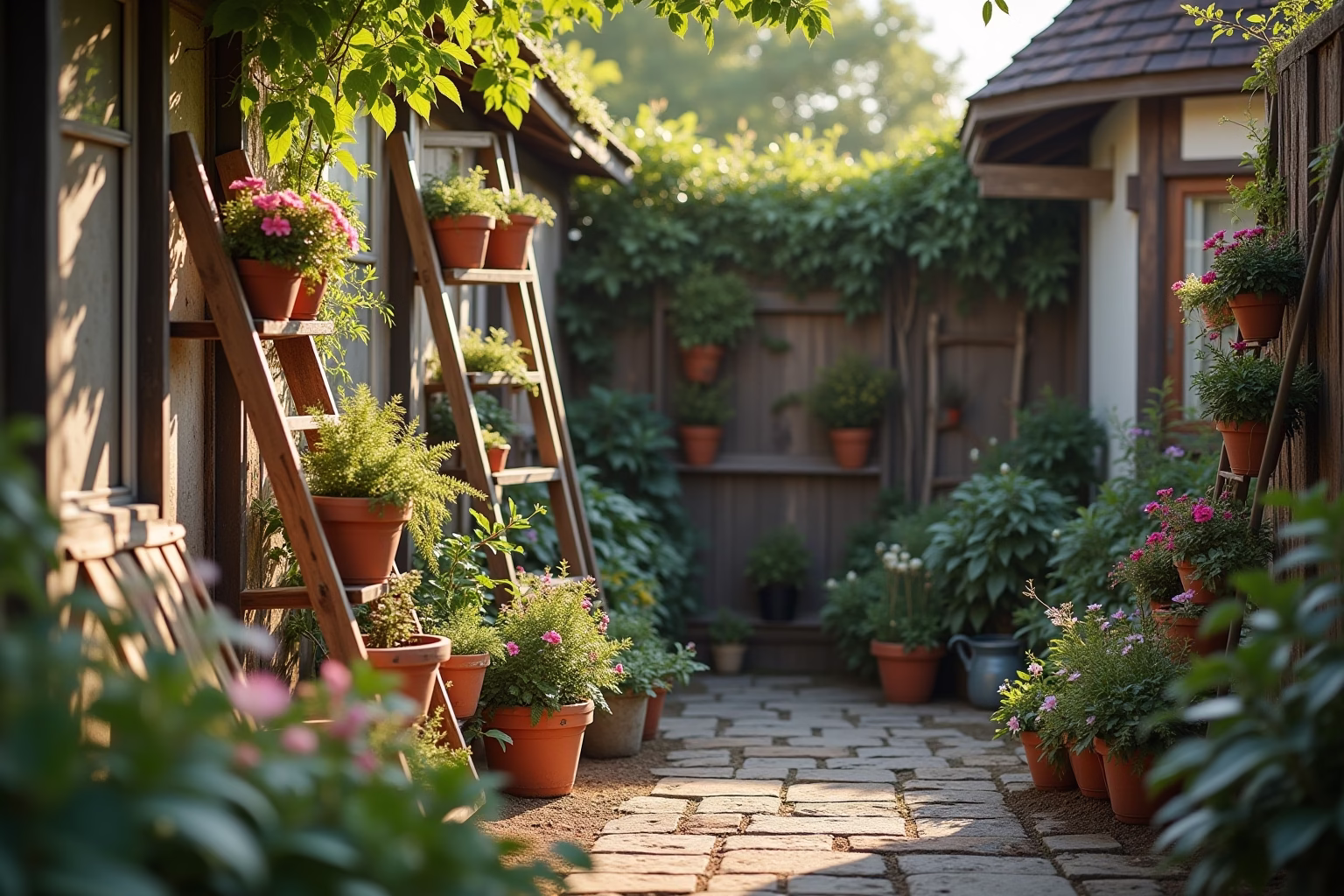 alte leiter deko ideen garten-Titel