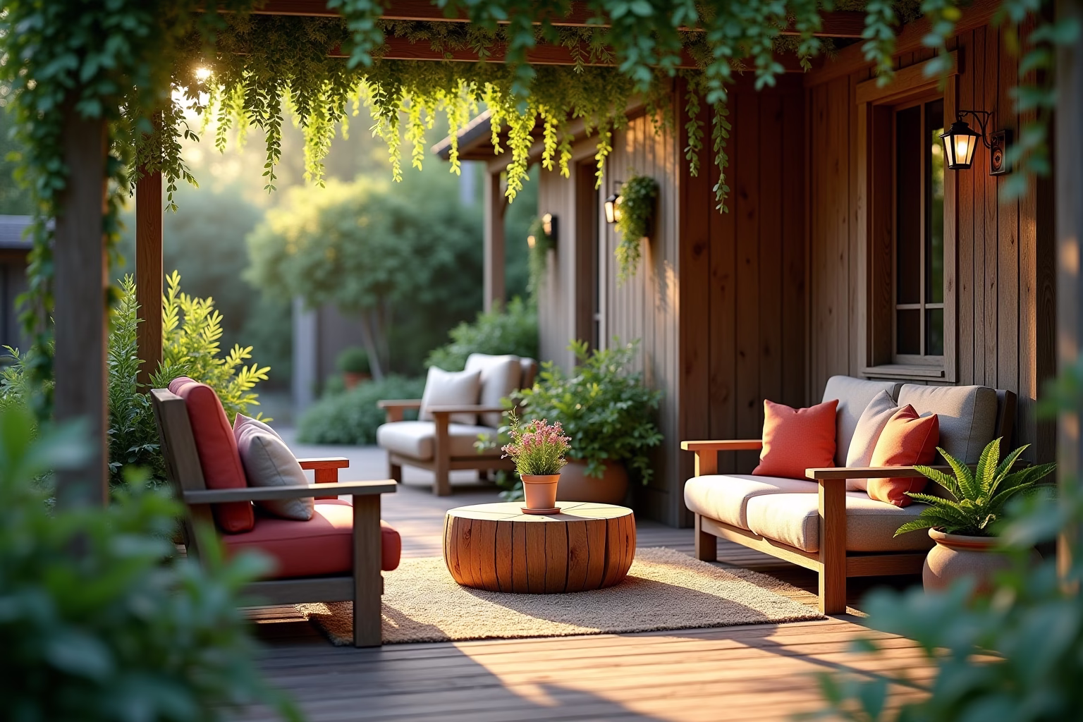 kleine gemütliche sitzecke im garten-Titel