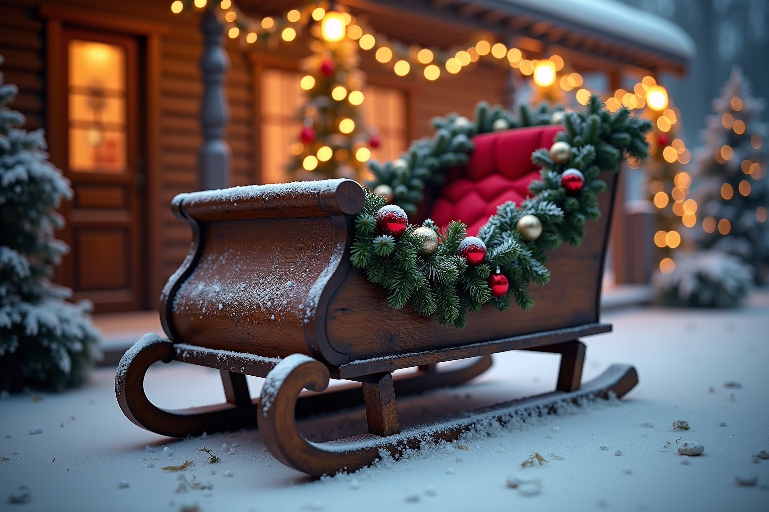 schlitten deko weihnachten draussen-Titel